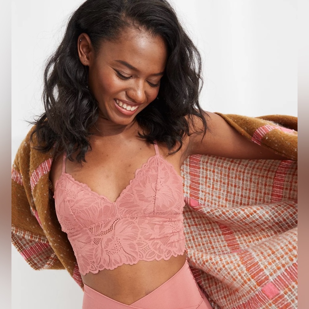 AERIE Holiday Best Lace Padded Racerback Bralette Size Small